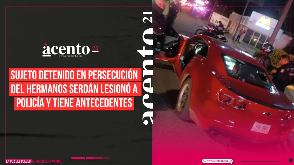 Sujeto detenido en persecución del Hermanos Serdán lesionó a policía y tiene antecedentes