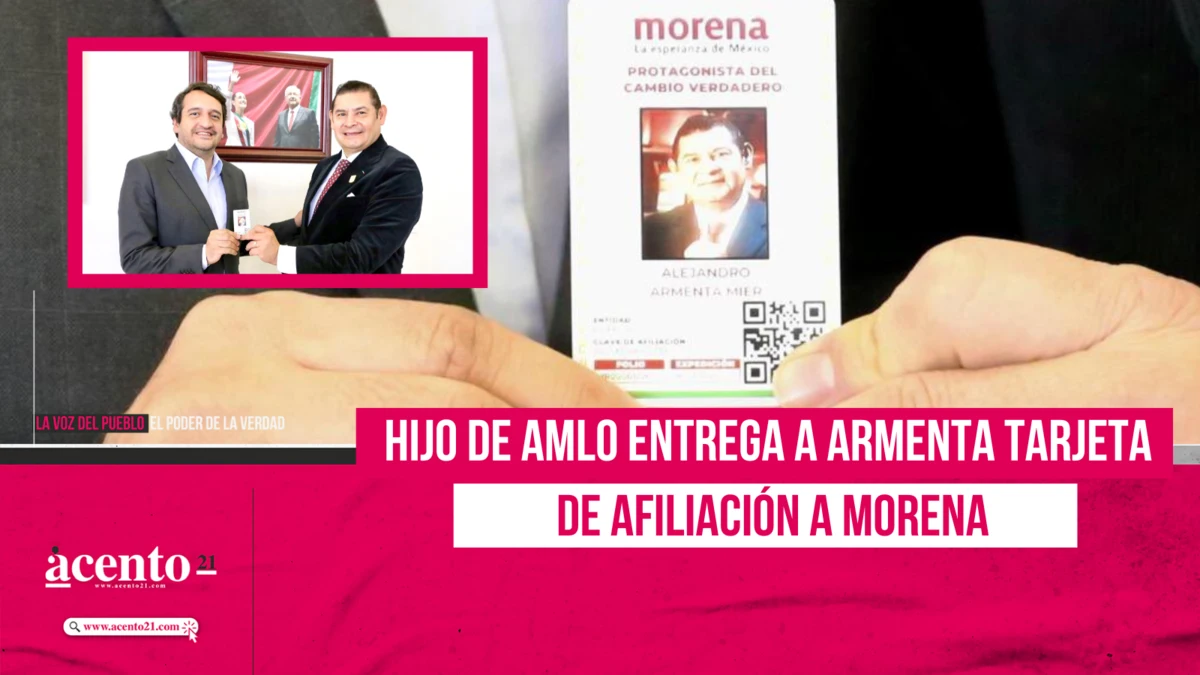 Hijo de AMLO entrega a Armenta tarjeta de afiliación a Morena