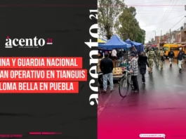 Marina y Guardia Nacional realizan operativo en tianguis de Loma Bella en Puebla