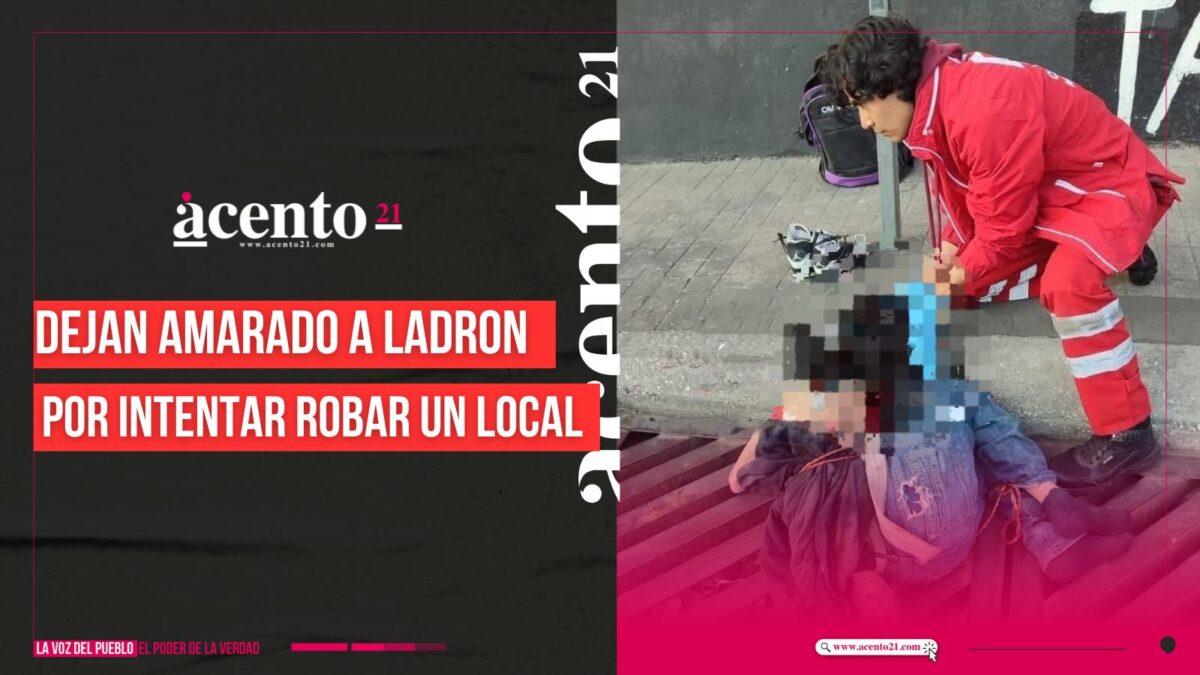 Dejan amarrado de las manos a ladrón, por intentar robar en un local de la colonia Santa María