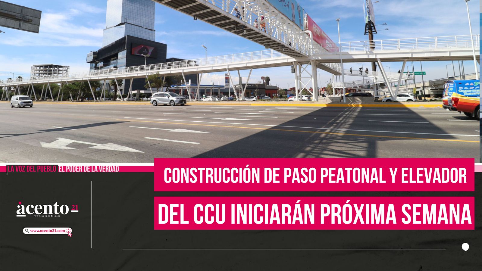Construcción de paso peatonal y elevador en CCU iniciará la próxima semana