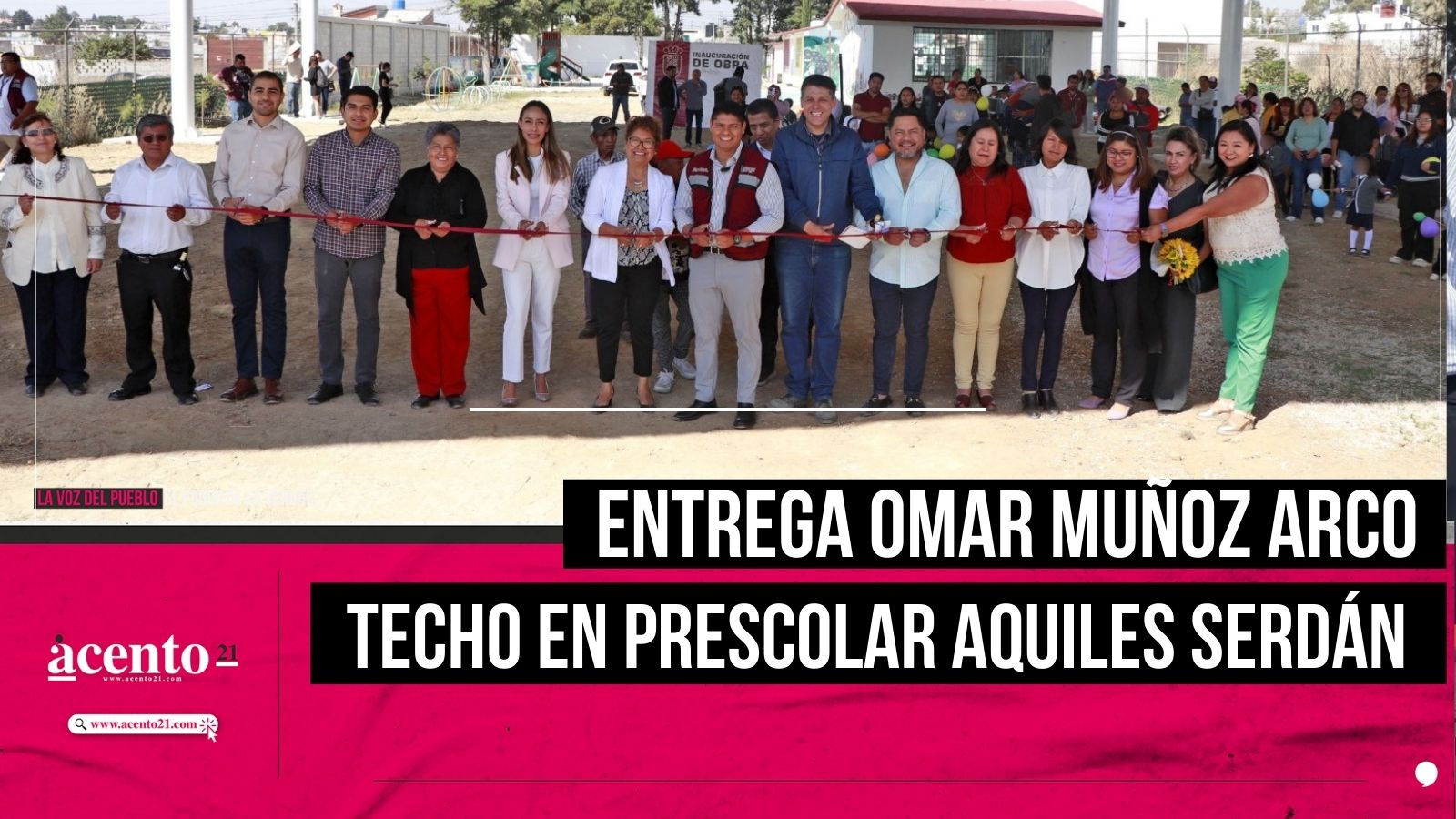 Entrega Omar Muñoz arco techo en el preescolar Aquiles Serdán