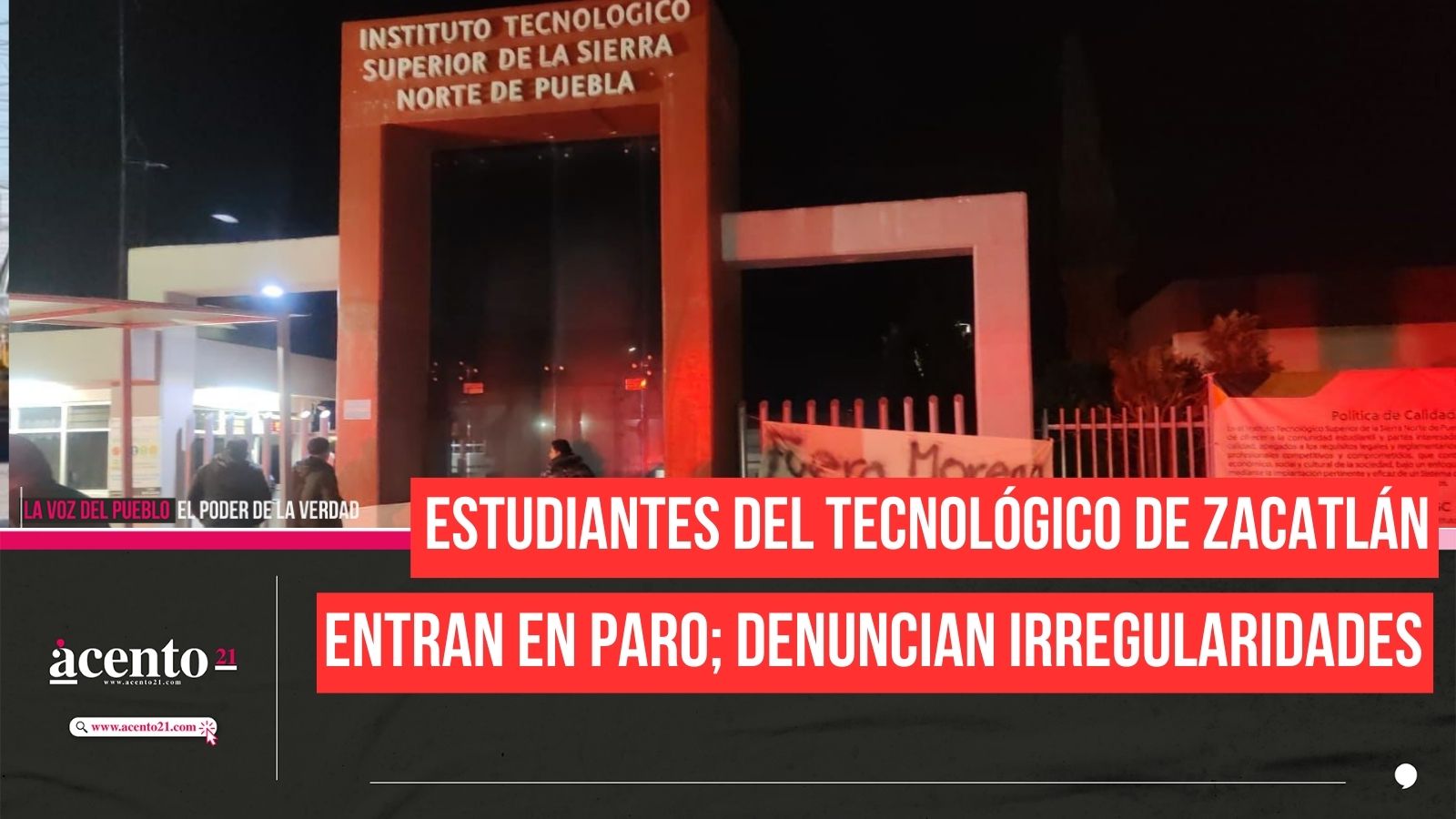 Estudiantes del Tecnológico en Zacatlán se van a paro por irregularidades