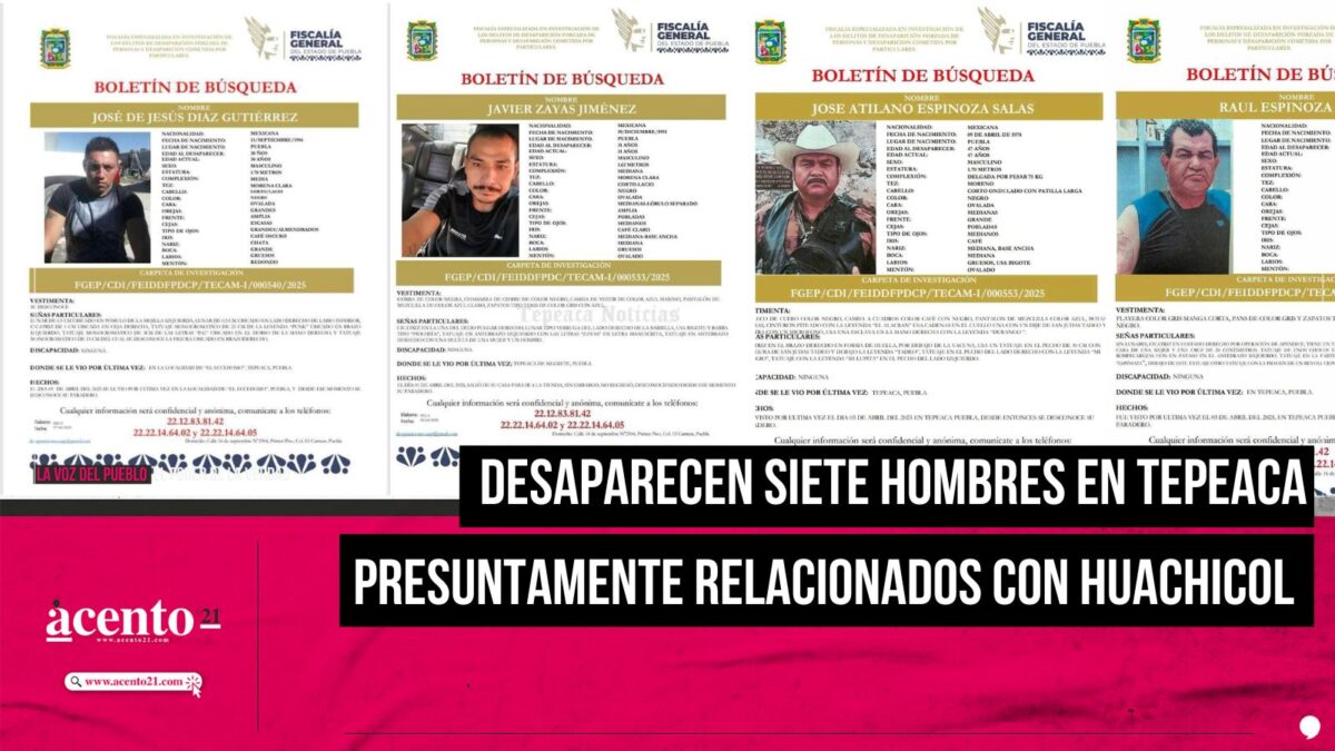Desaparecen siete hombres en Tepeaca presuntamente relacionados con el huachicol