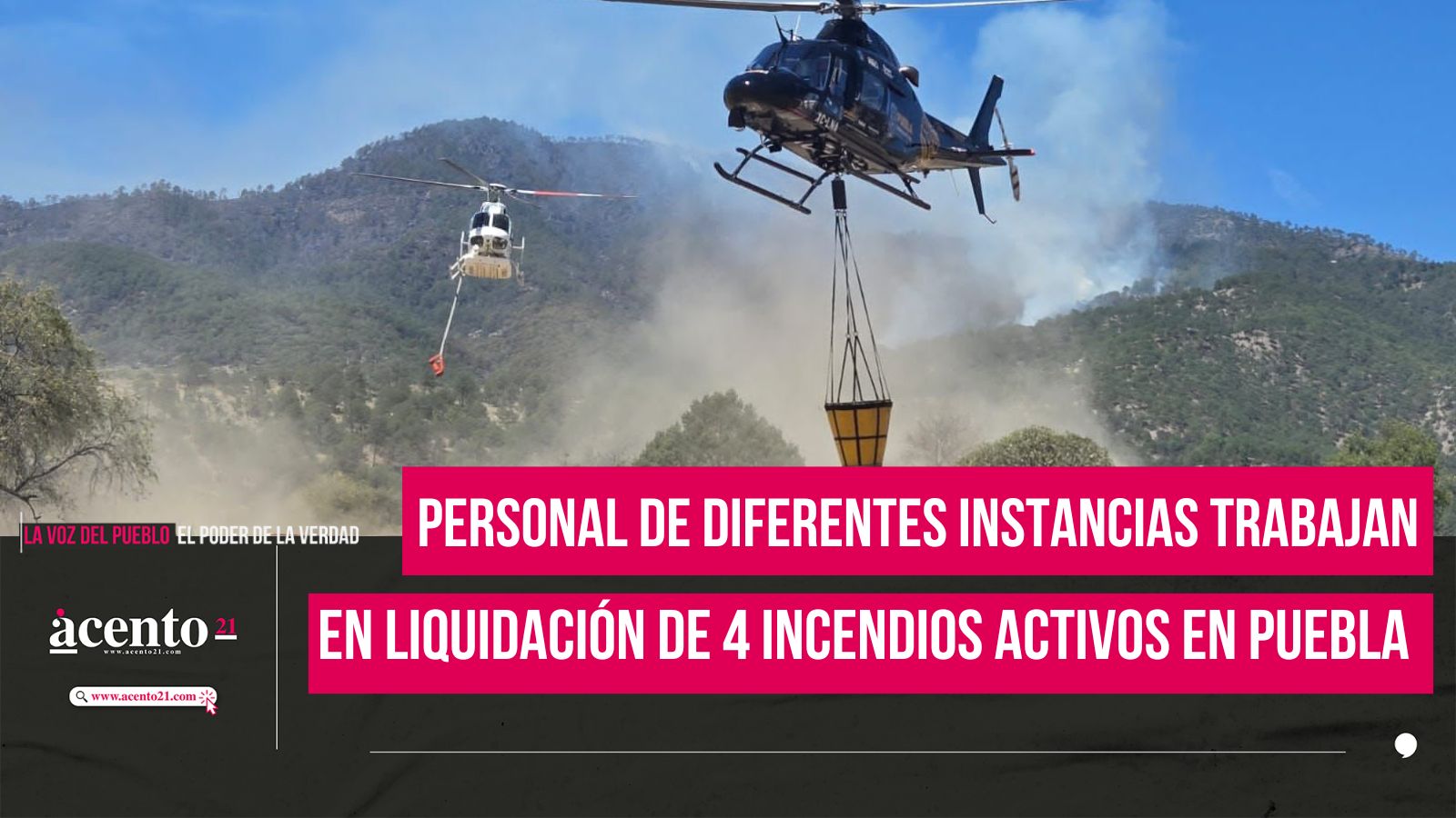 Personal de diferentes instancias trabajan en liquidación de 4 incendios activos en Puebla