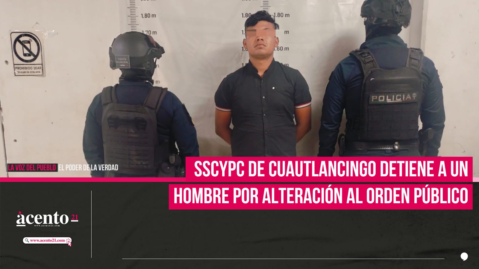 SSCyPC de Cuautlancingo detiene a un hombre por alteración al orden público