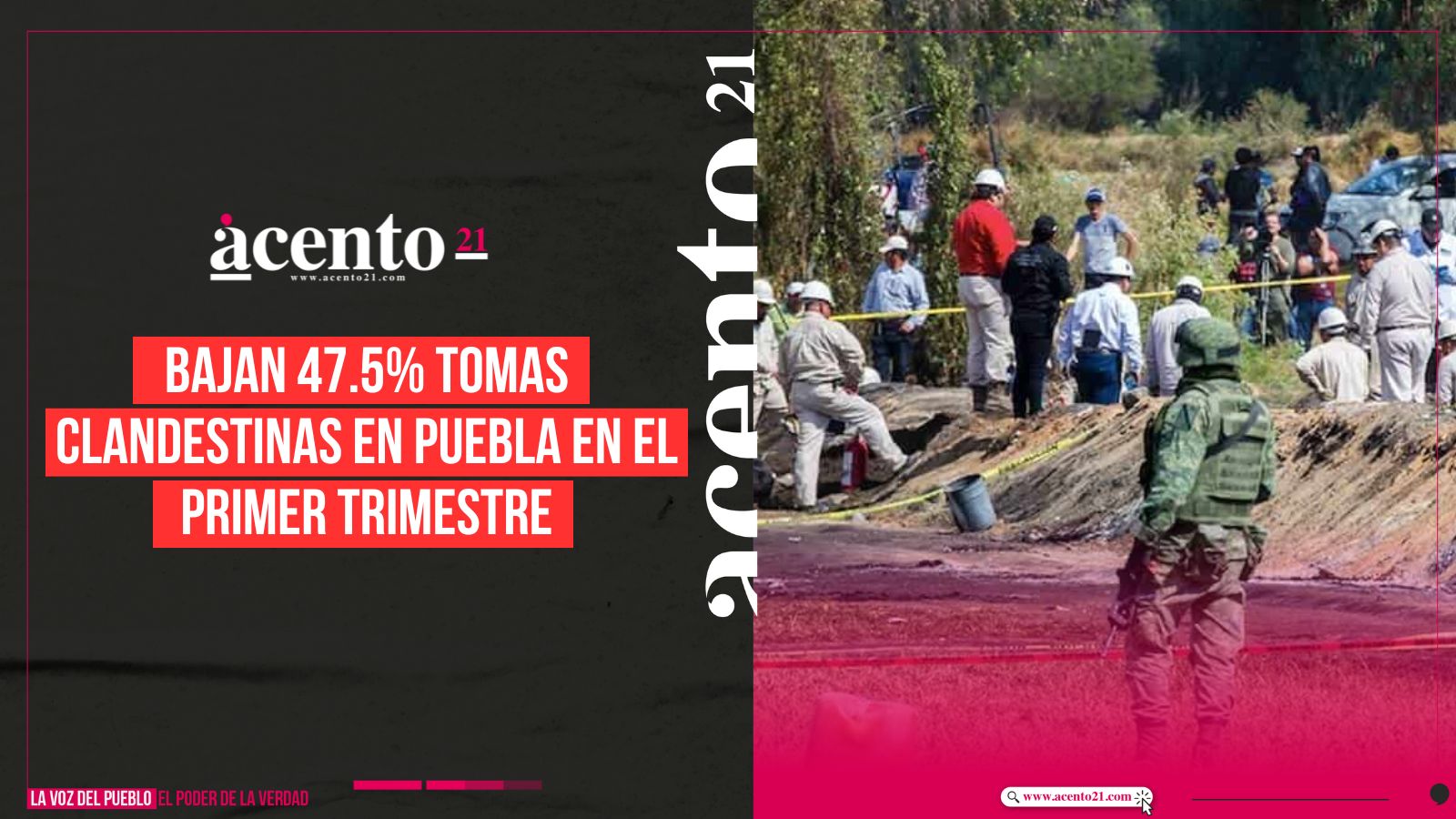 Bajan 47.5% tomas clandestinas en Puebla en el primer trimestre