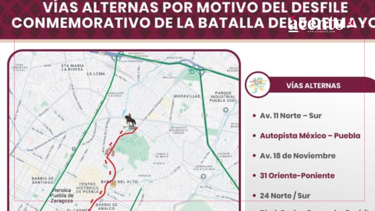 Estos serán los cierres viales en Puebla por el desfile del 5 de Mayo