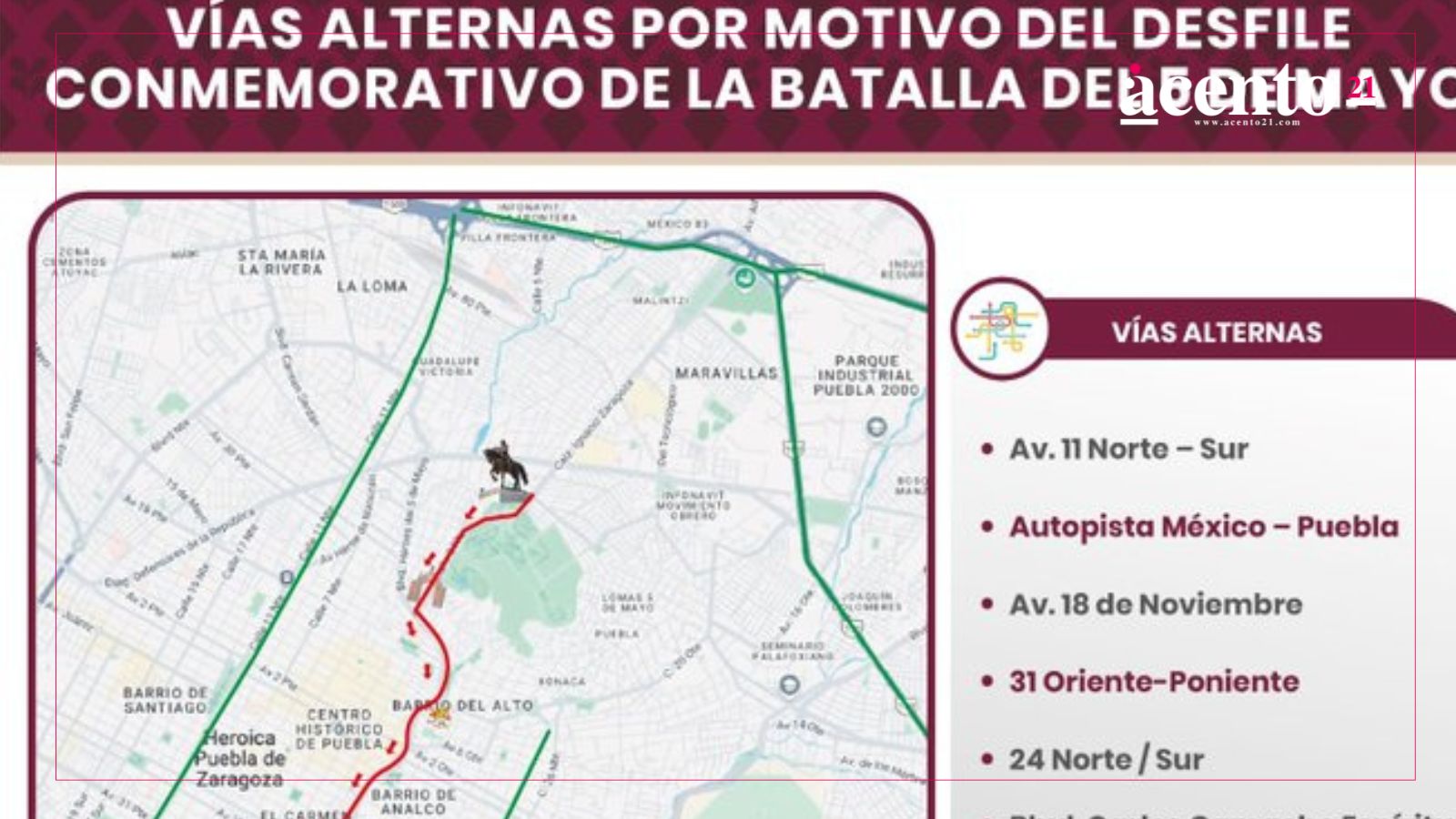 Estos serán los cierres viales en Puebla por el desfile del 5 de Mayo