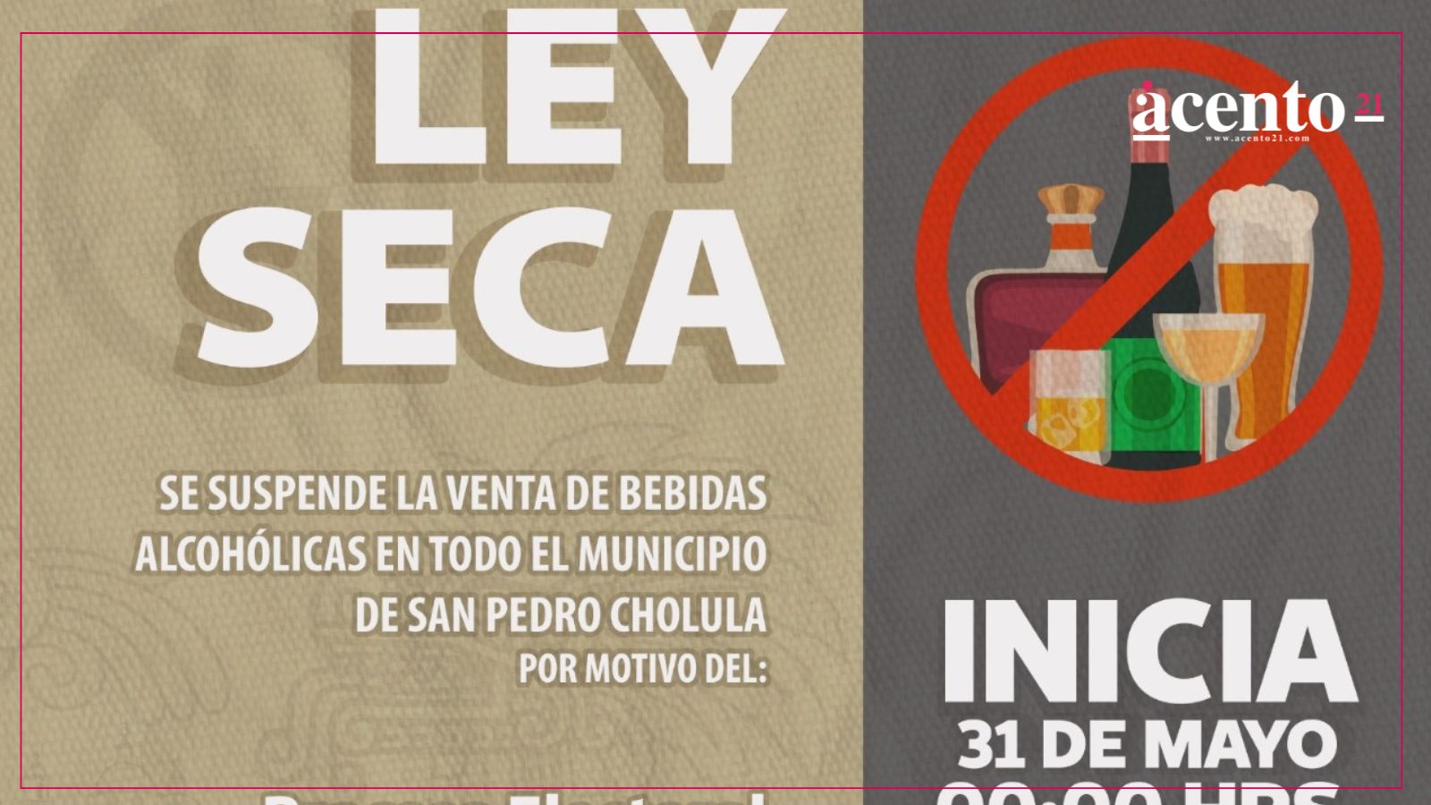 Ley Seca en San Pedro Cholula por elecciones del Poder Judicial
