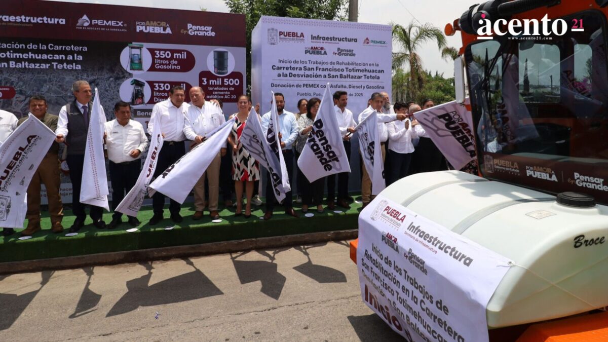 Armenta inicia rehabilitación de carretera de San Francisco Totimehuacan