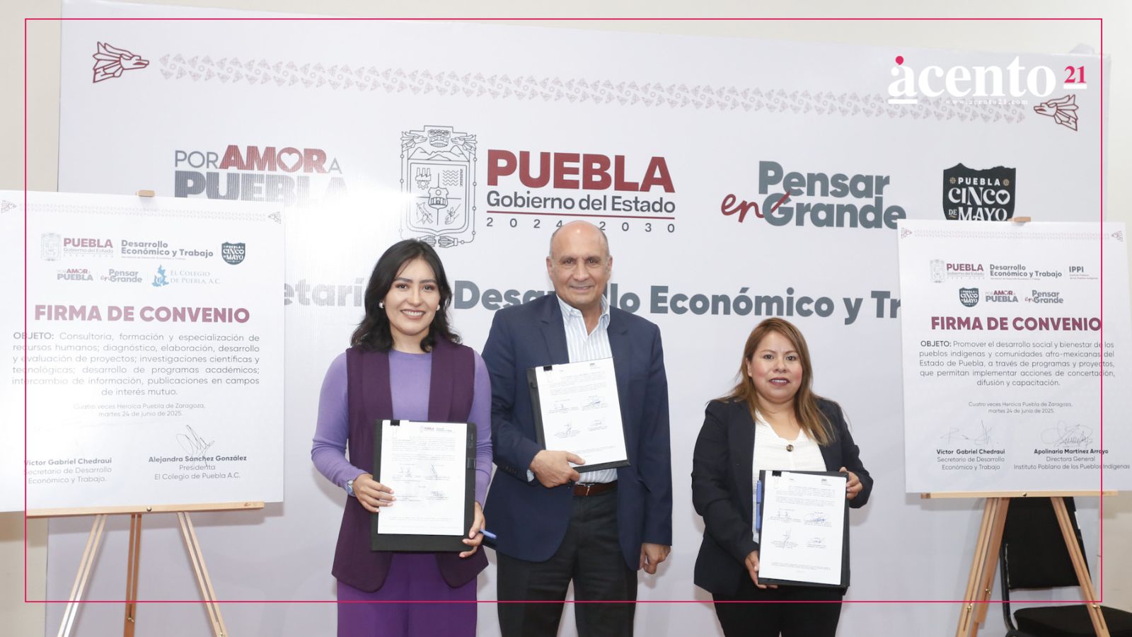 Sedetra firma convenios con Instituto Poblano de Pueblos Indígenas y Colegio de Puebla