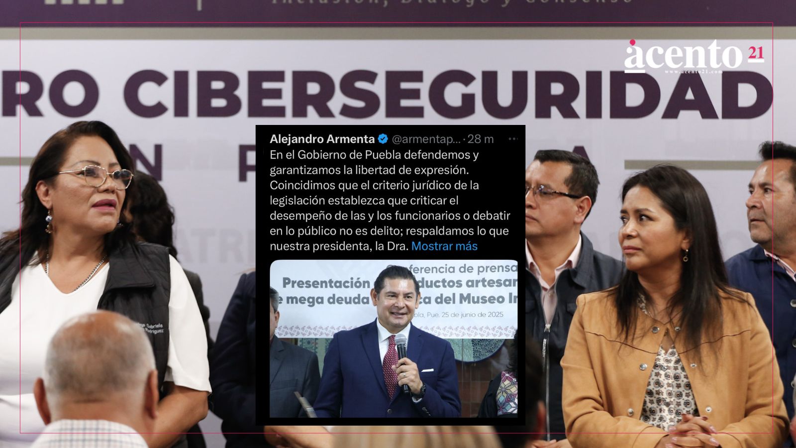 Armenta exhorta a Congreso revisar Ley de Ciberseguridad para esclarecer que no atenta contra libertad de expresión