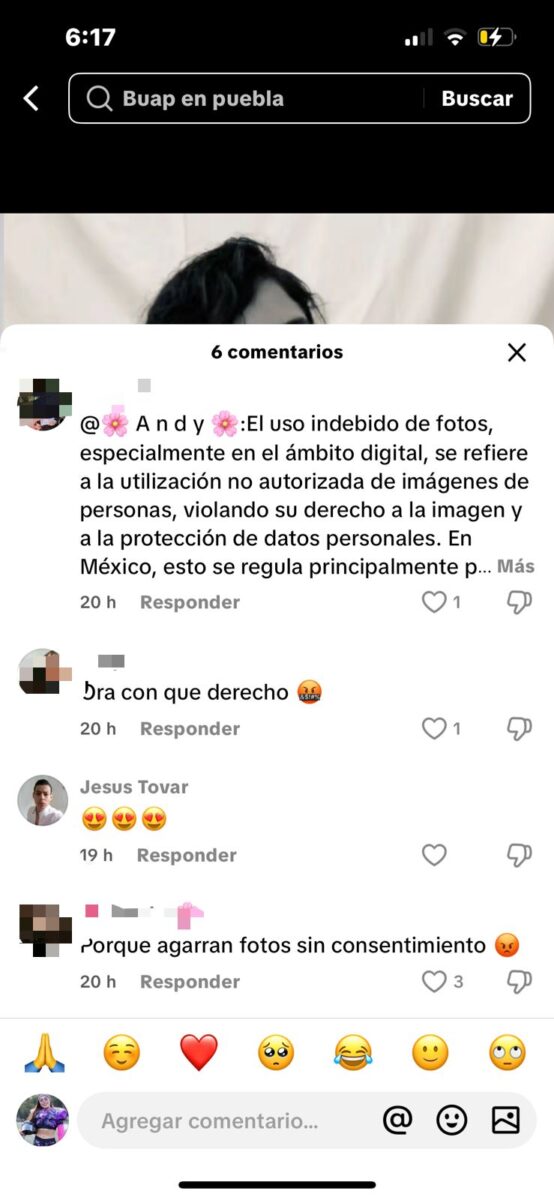 La cuenta uso fotos y datos sin consentimiento de las chicas 