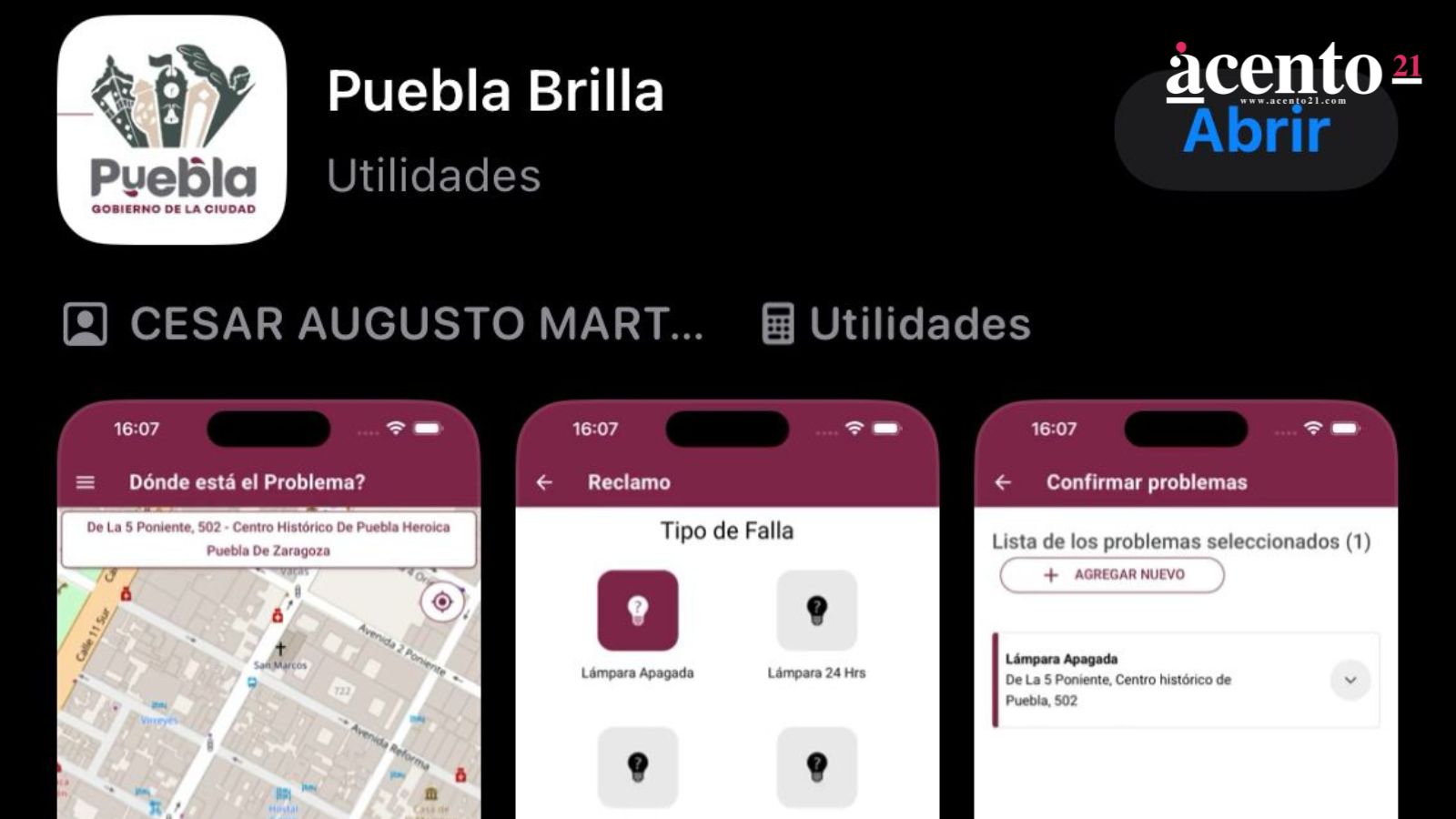 ¿Cómo reportar una luminaria en aplicación Puebla Brilla?