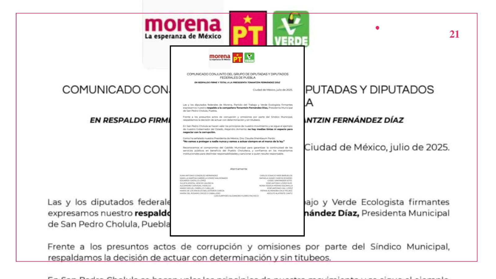 Respaldan diputados federales política de cero tolerancia a la corrupción del gobierno de Tonantzin Fernández