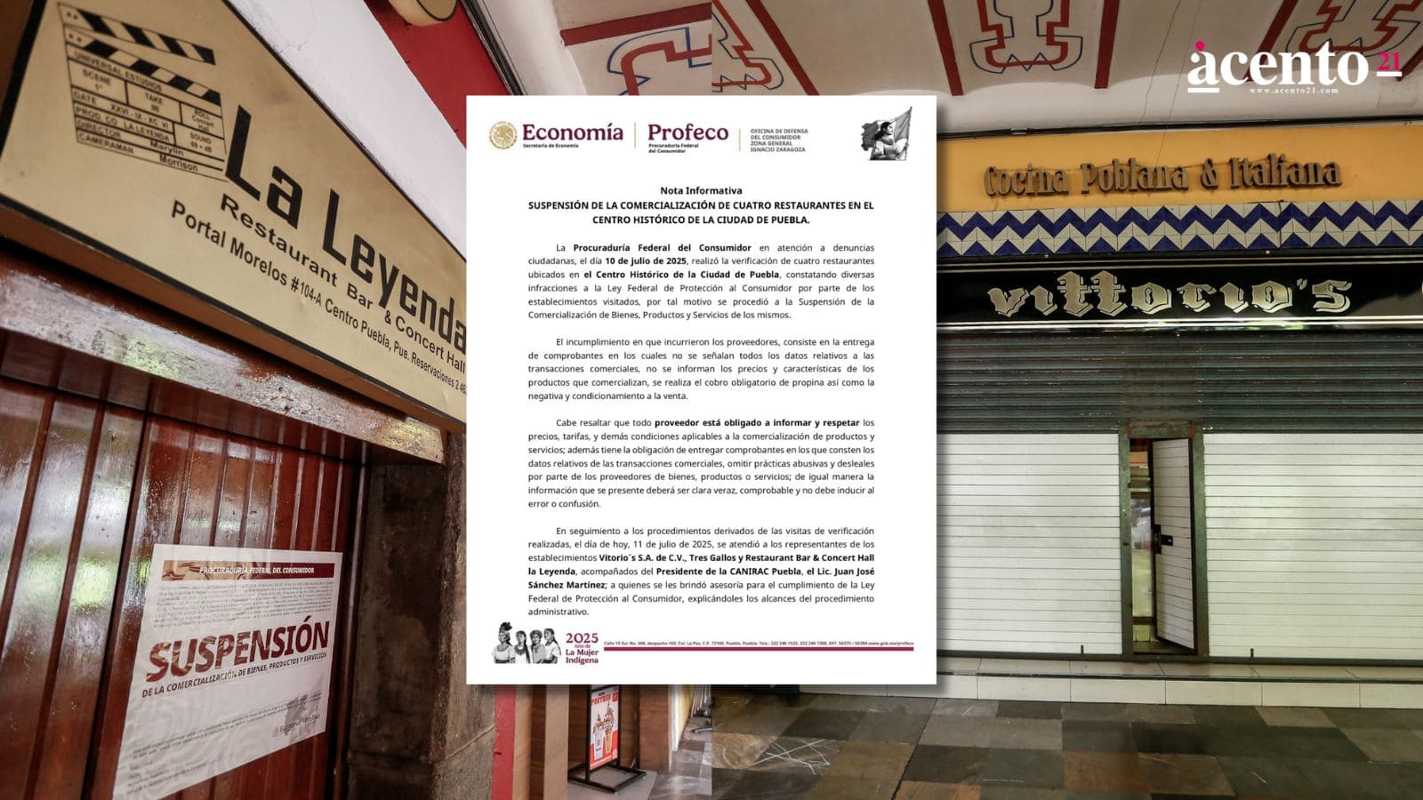 Dueños de Vittorio’s del Zócalo de Puebla proponen llegar a un “arreglo” con Profeco tras suspensión