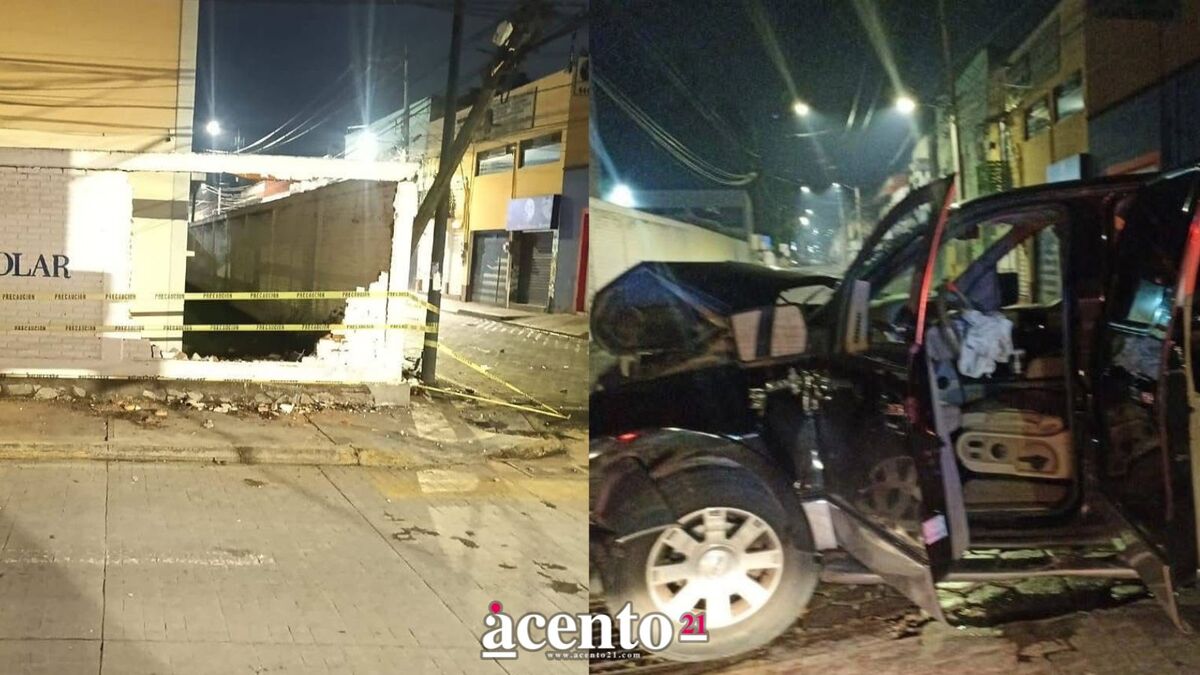 Automovilista choca y derriba la barda del CELMA en San Pedro Cholula