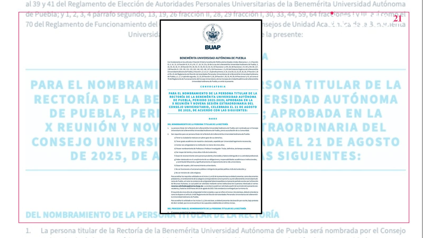 BUAP lanza convocatoria para elegir rector; habrá debate y prohíbe campañas de ataques