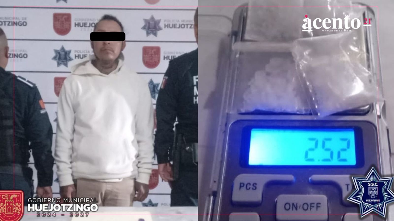 Decomisan cristal y marihuana en tres operativos de la policía municipal en Huejotzingo