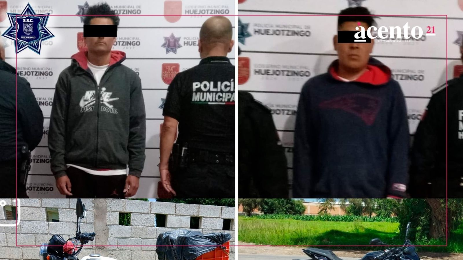 SSC de Huejotzingo fortalece la seguridad: Asegura tres motocicletas robadas y detiene a cinco