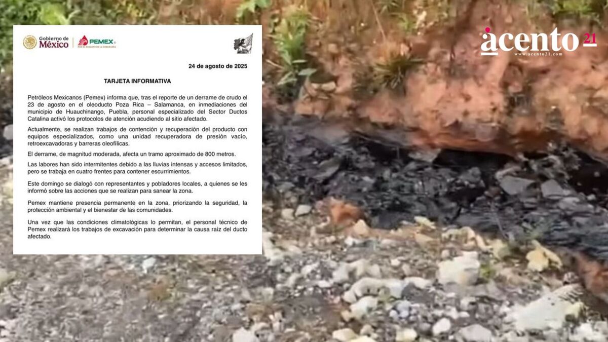 Por ducto dañado, se registra derrame de hidrocarburo en Huauchinango