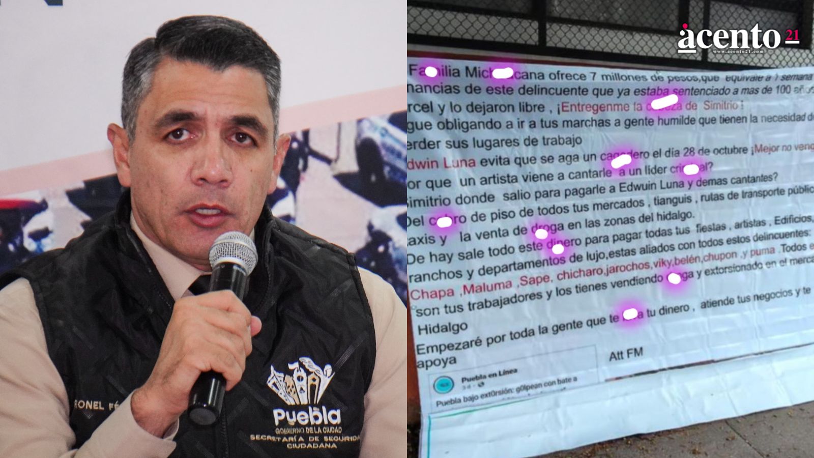 Colocación de lonas, única actividad del CJNG y la Familia Michoacana detectadas en Puebla capital: SSC