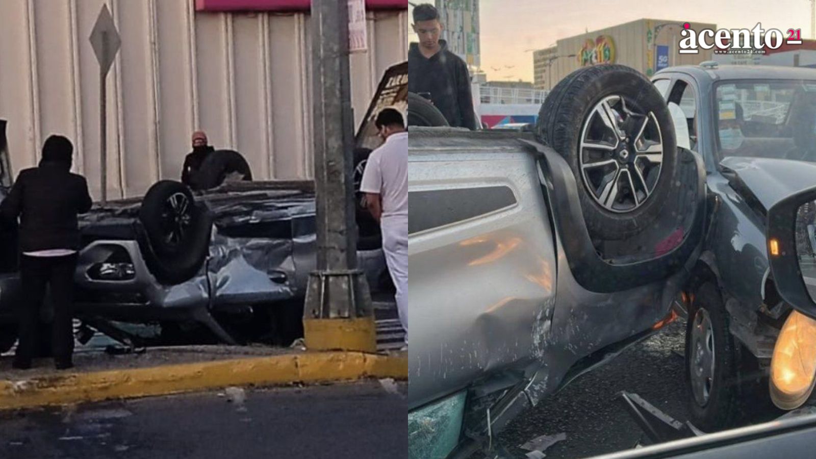 Fuerte accidente en Avenida Reforma termina con un auto volcado Fuerte accidente en Avenida Reforma termina con un auto volcado