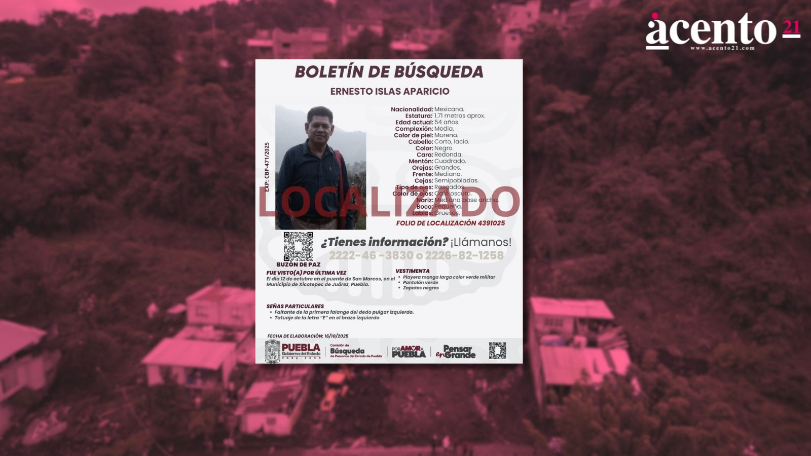 Localizan sin vida a Ernesto Islas en Tlacuilotepec; Suman 21 fallecidos en Sierra Norte