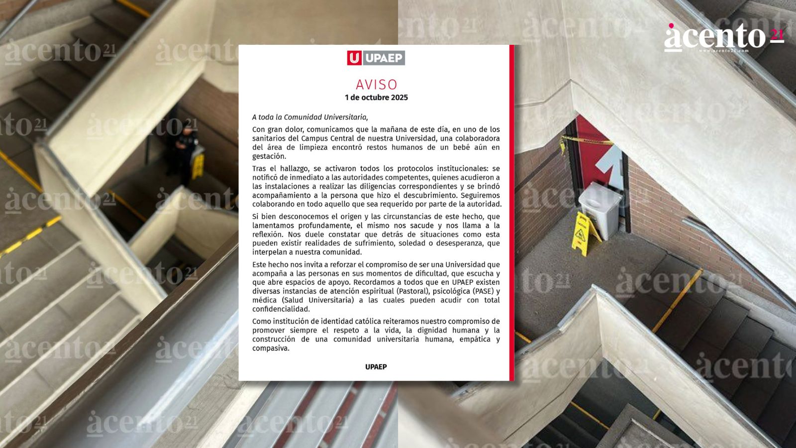 Trabajadora de limpieza encuentra feto en los sanitarios de la UPAEP campus central