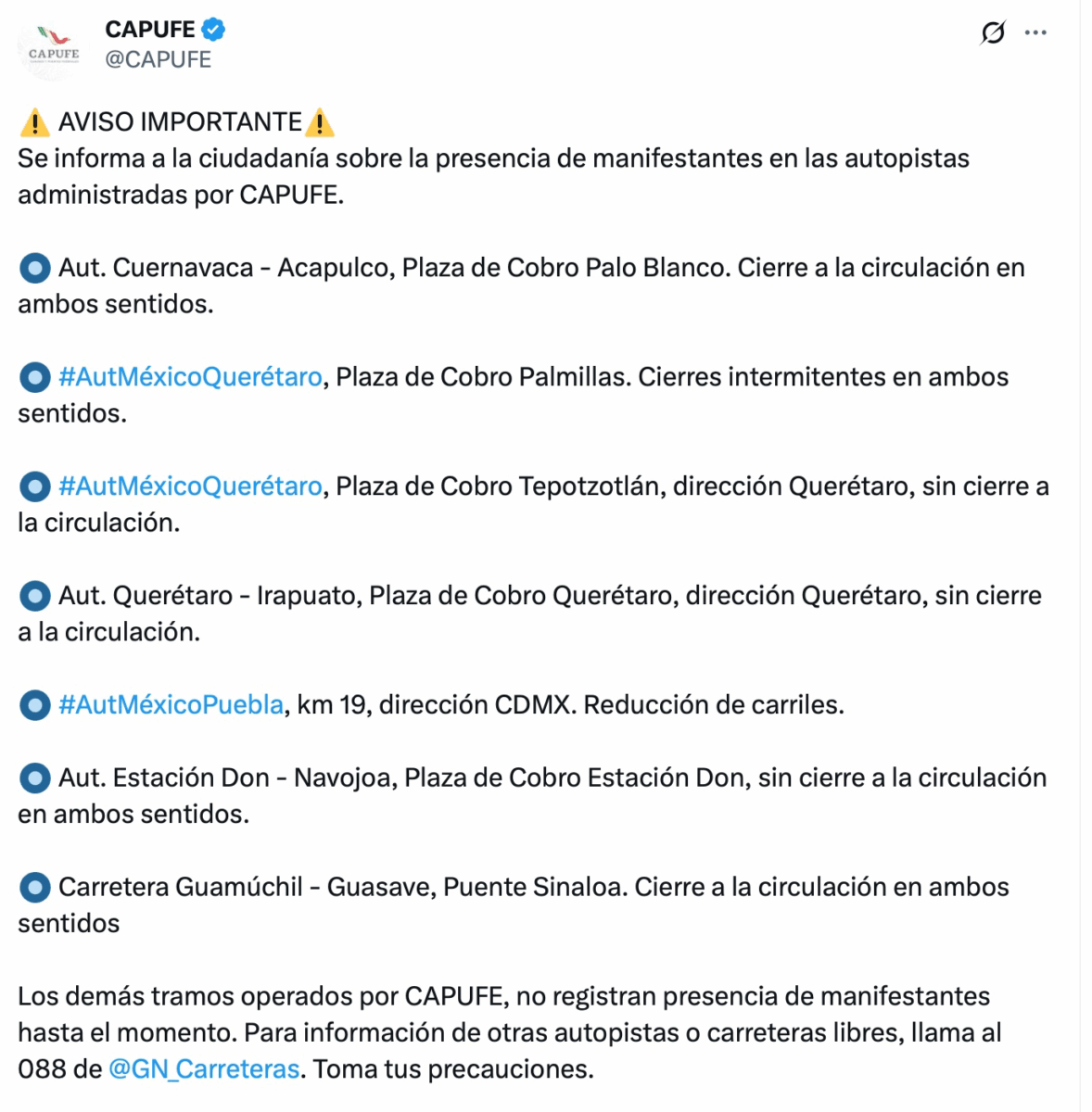 Reportan bloqueo de transportistas a la altura de México-Puebla; ya afecta a la altura de EDOMEX