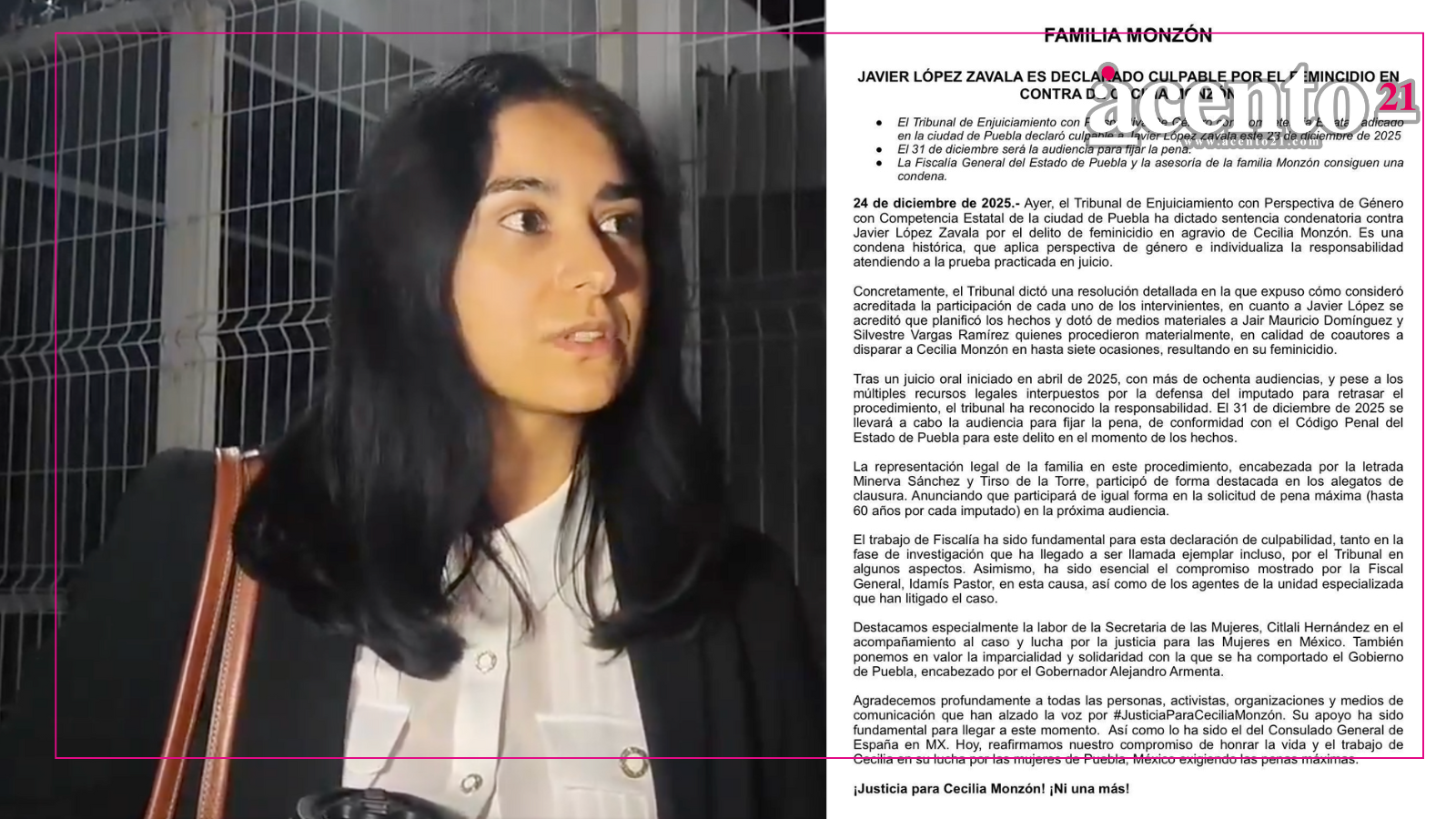 Próximo 31 de diciembre se definirá pena de López Zavala por feminicidio de Cecilia Monzón 