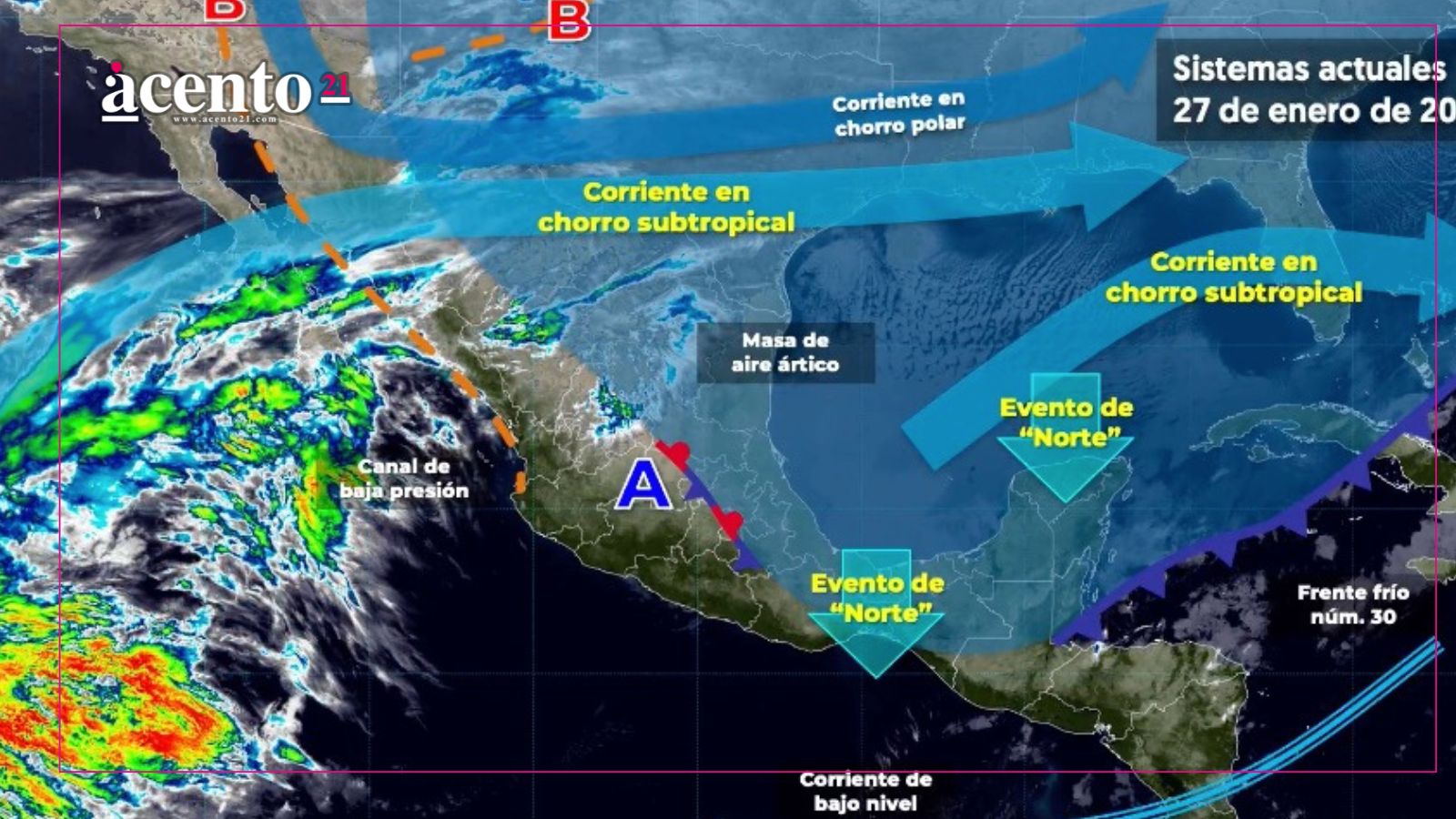 Tormenta invernal y frente frío 30: bajas temperaturas y fuertes lluvias en gran parte de México