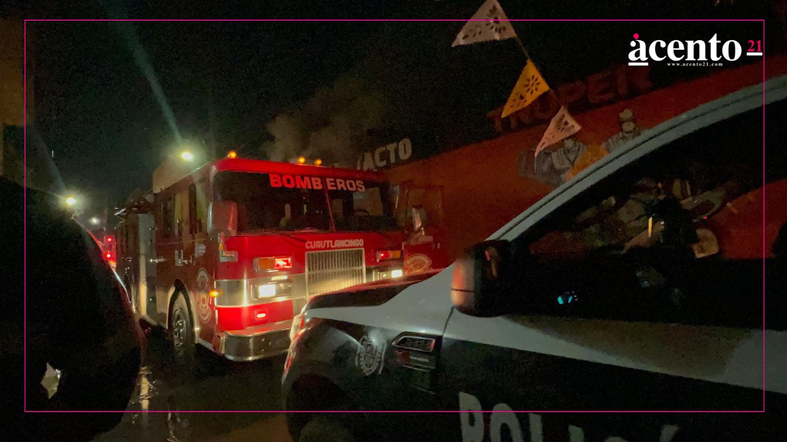Dirección de Bomberos de Cuautlancingo controla y sofoca incendio causado por el aparente uso de pirotecnia