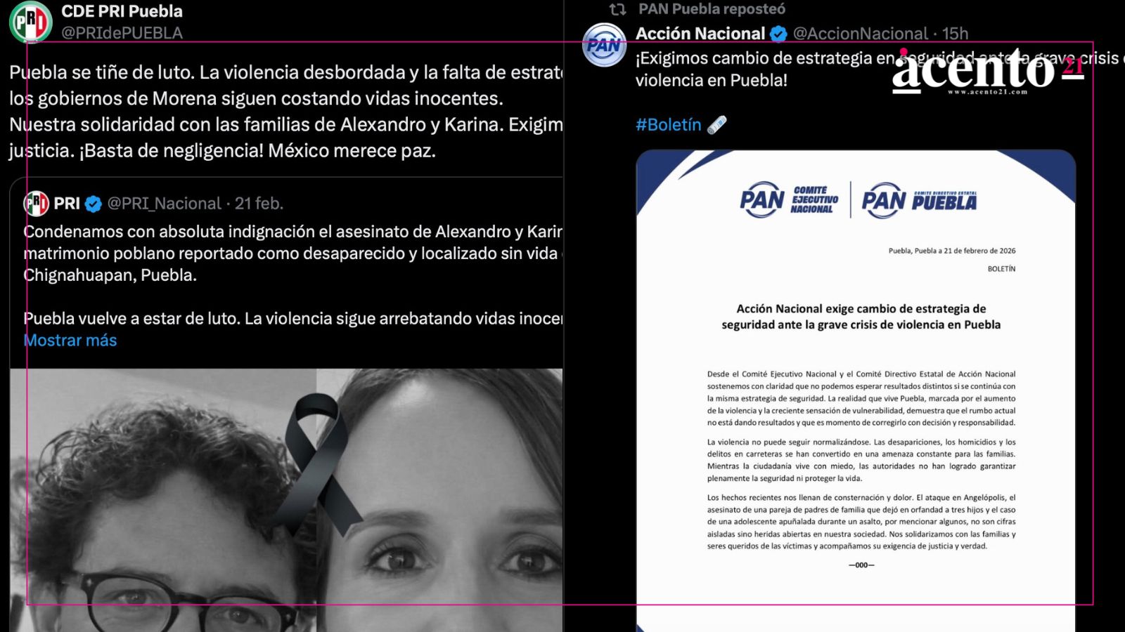 Partidos políticos exigen seguridad tras muerte de Karina Ruiz y Alexandro Tello