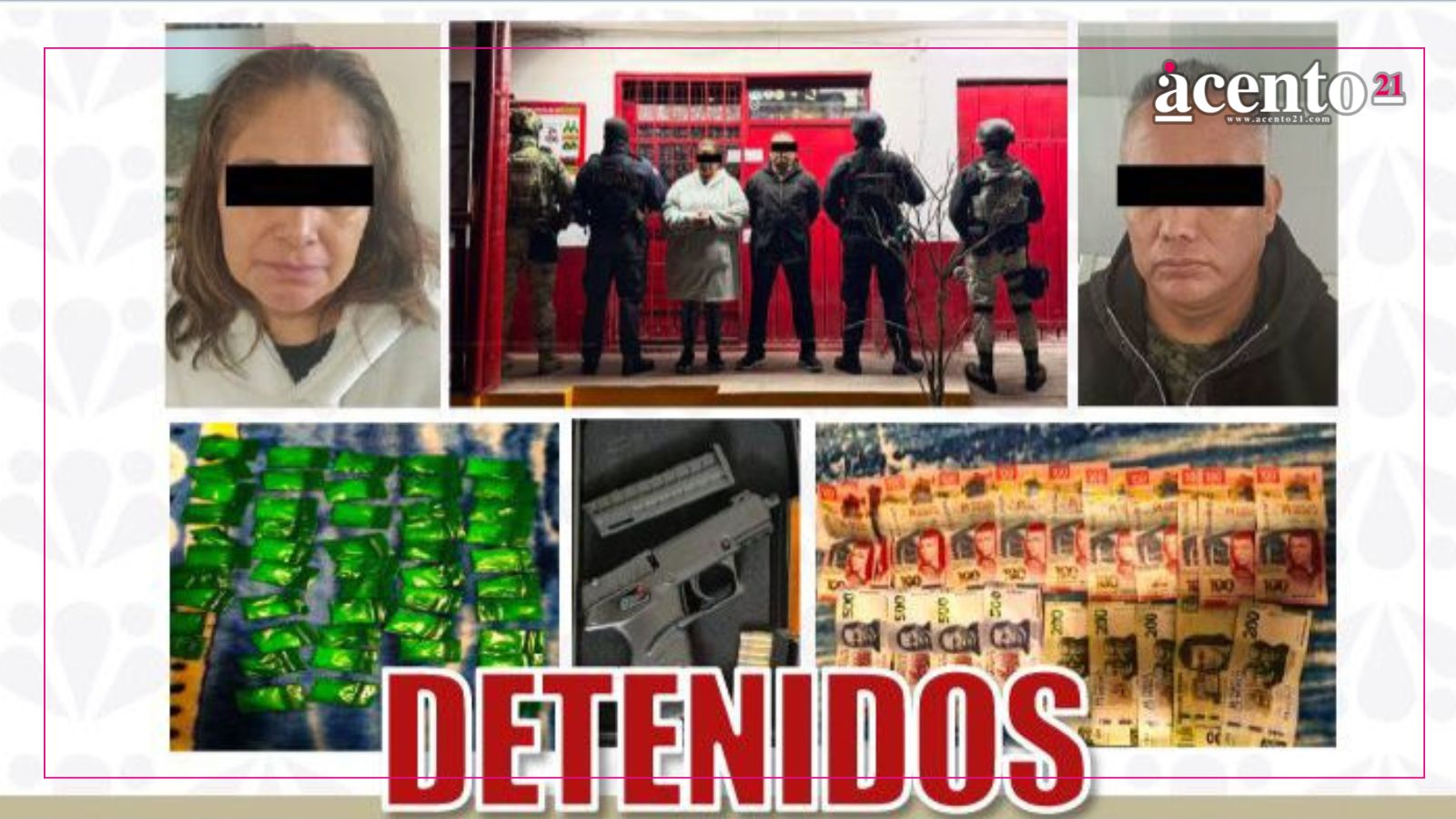 Pareja tenía en más de 50 bolsitas de Ziploc cristal, ambos fueron detenidos en Huauchinango
