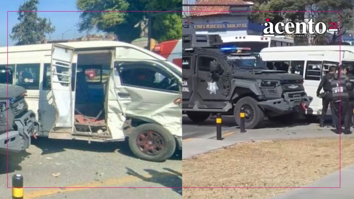 Tres heridos dejó choque de camioneta blindada estatal contra una combi