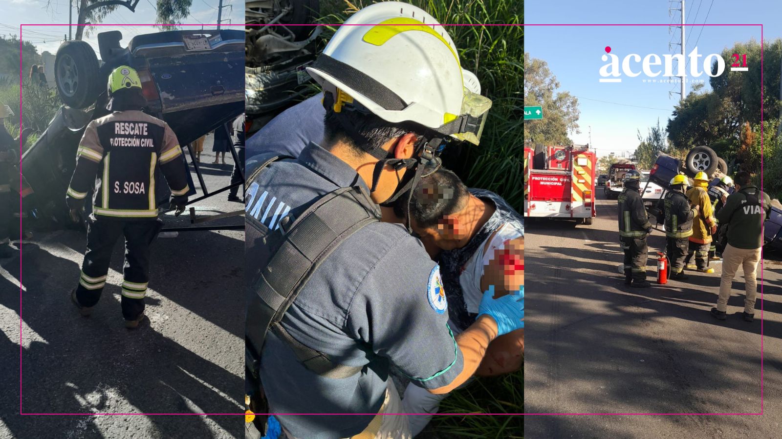 Cuatro heridos entre ellos un menor deja volcadura en la México-Puebla