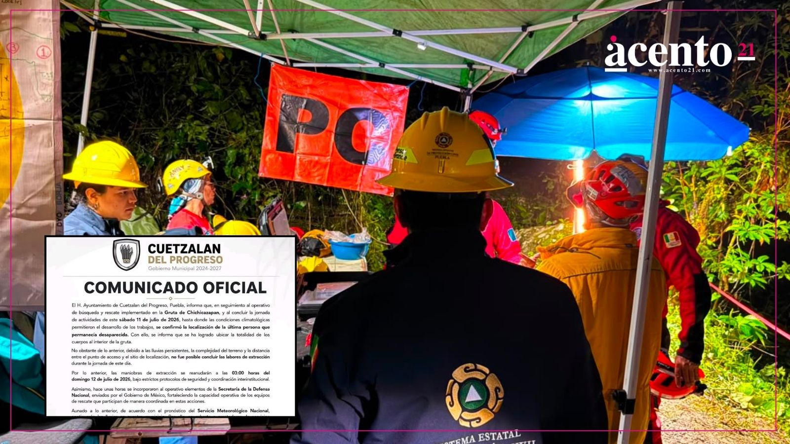 Concluye búsqueda en Chichicazapan: localizan el último cuerpo atrapado en la gruta de Cuetzalan