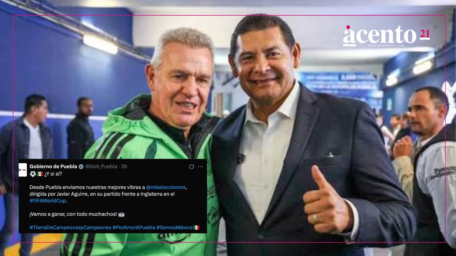Gobierno de Puebla envía mensaje de apoyo a la Selección Mexicana previo al duelo ante Inglaterra