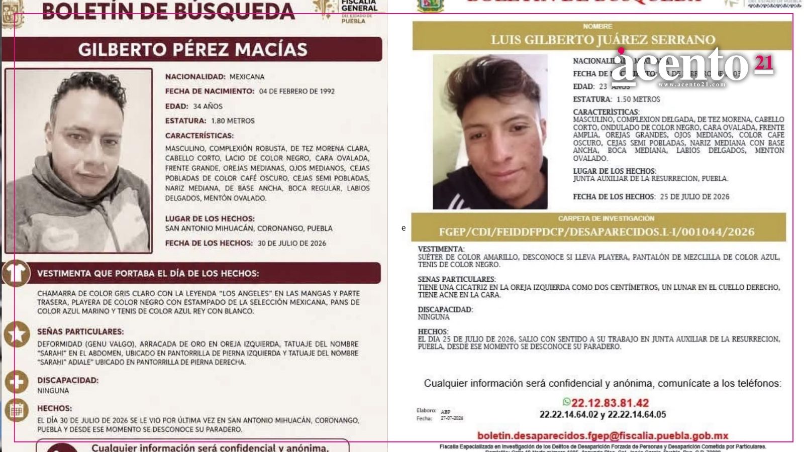 En 5 días desaparecen dos hombres en Puebla; uno fue secuestrado y el otro apareció encobijado En 5 días desaparecen dos hombres en Puebla; uno fue secuestrado y el otro apareció encobijado