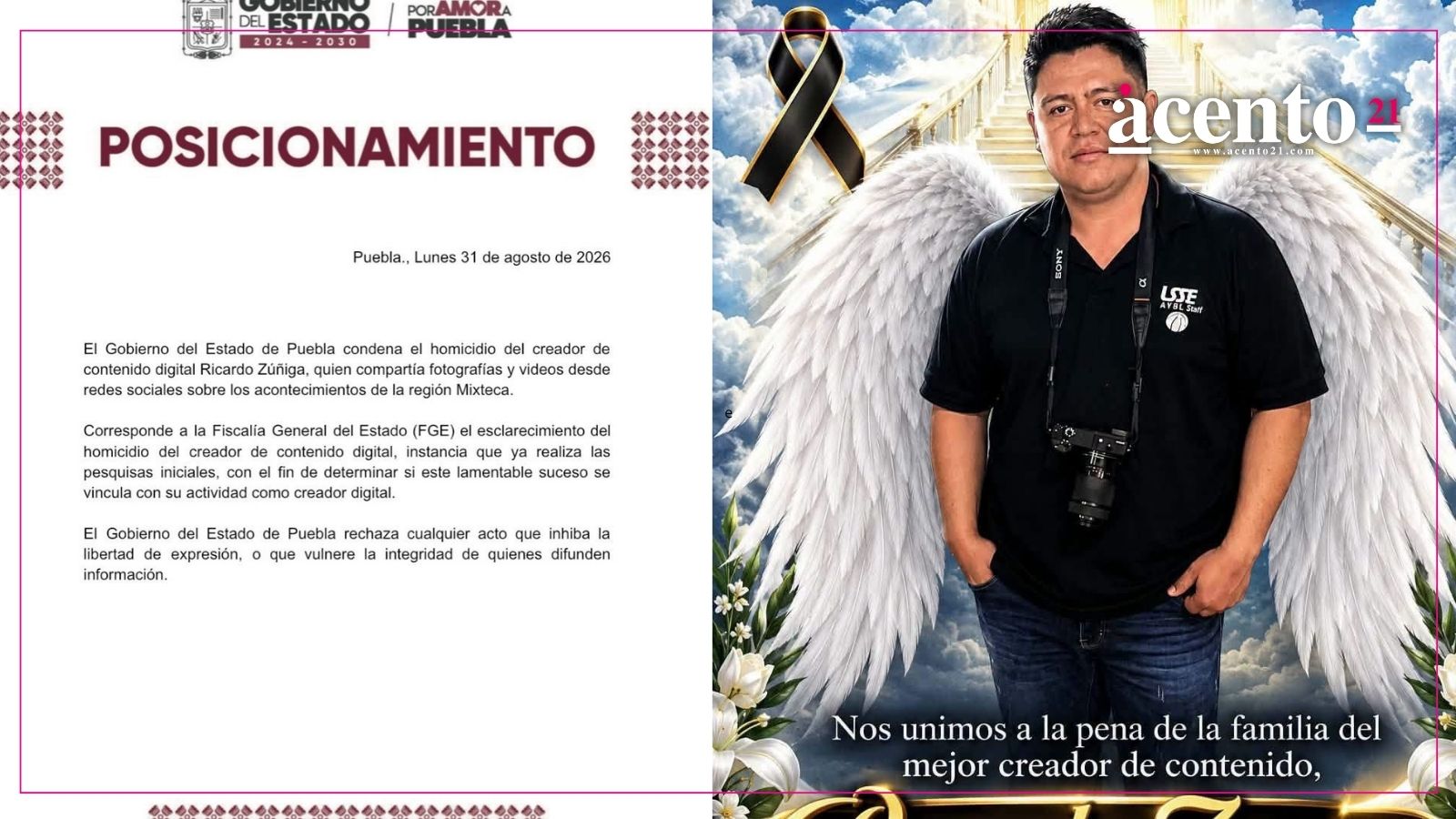 Gobierno de Puebla condena el homicidio del fotógrafo Ricardo Zúñiga en Tehuitzingo