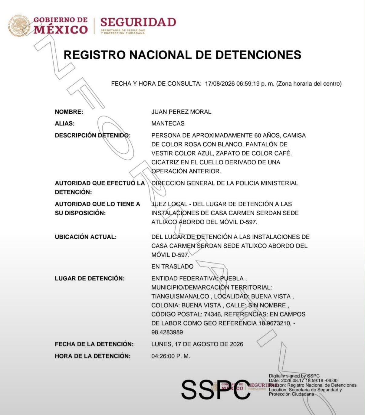 Detienen a alcalde de Tianguismanalco, Juan Pérez Moral, alias “Mantecas”