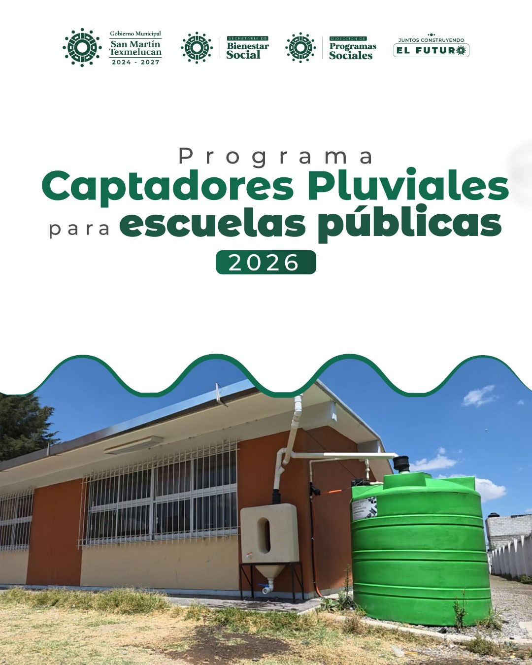 Juan Manuel Alonso impulsó captadores pluviales para escuelas públicas de Texmelucan