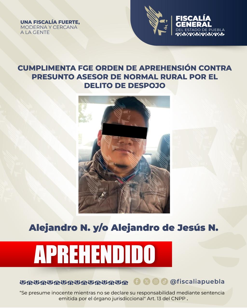 FGE detiene a presunto asesor de la Normal Rural Carmen Serdán por despojo de instalaciones