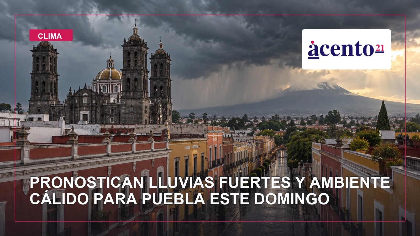 Nubes de lluvia sobre la ciudad de Puebla durante un pronóstico de tiempo cálido