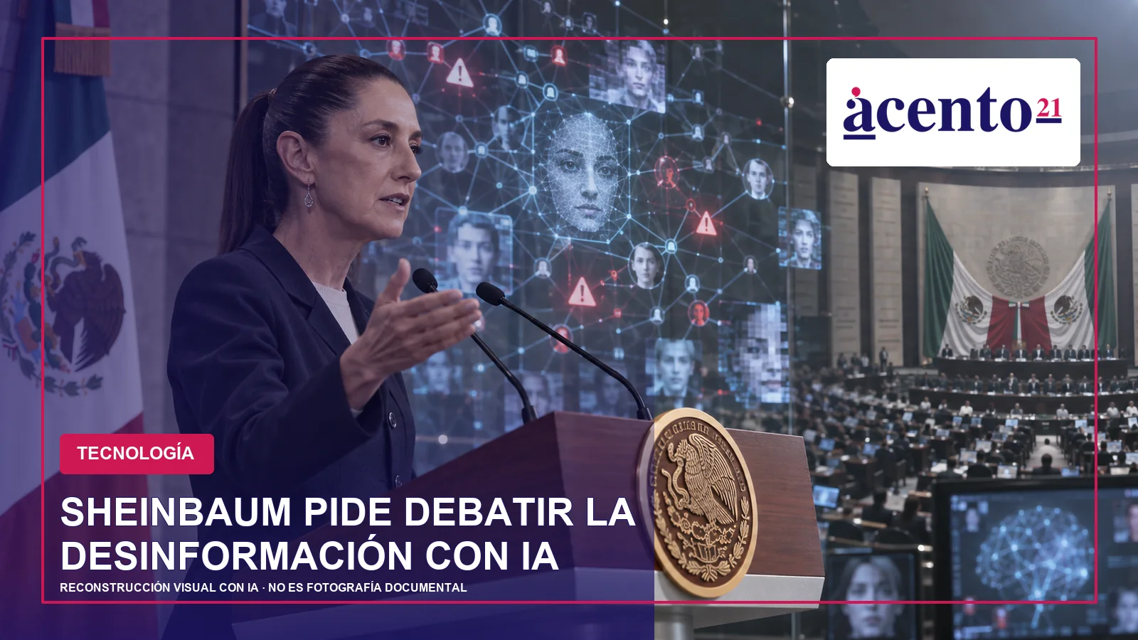 Claudia Sheinbaum ante una reconstrucción visual de redes de desinformación con inteligencia artificial