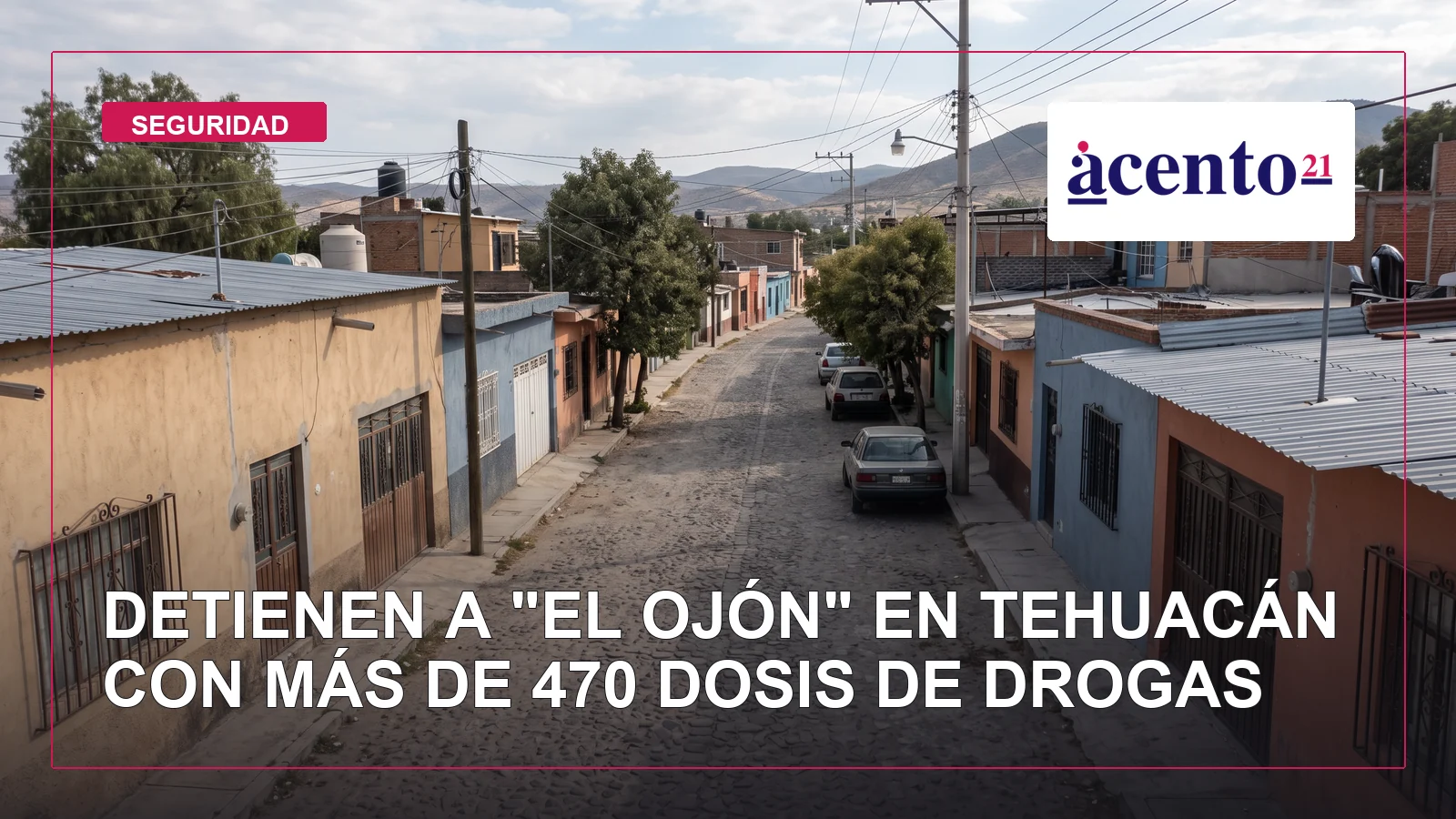 Calle residencial vacía en un entorno urbano de Tehuacán