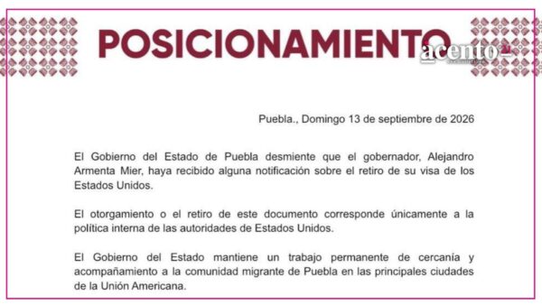 Gobierno de Puebla desmiente retiro de visa de Estados Unidos a Alejandro Armenta