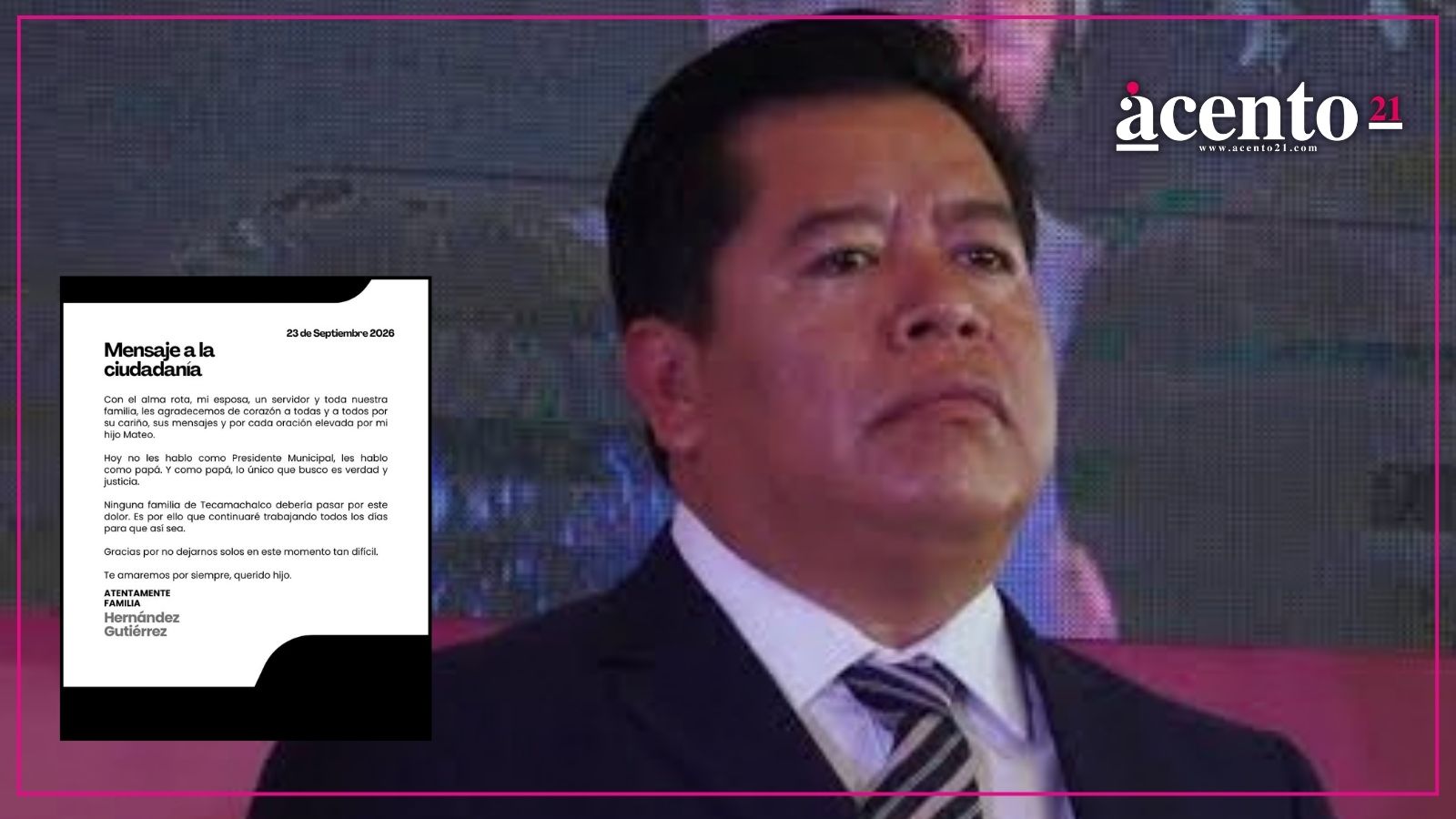 Confirma alcalde de Tecamachalco muerte de su hijo de 16 años; exige verdad y justicia